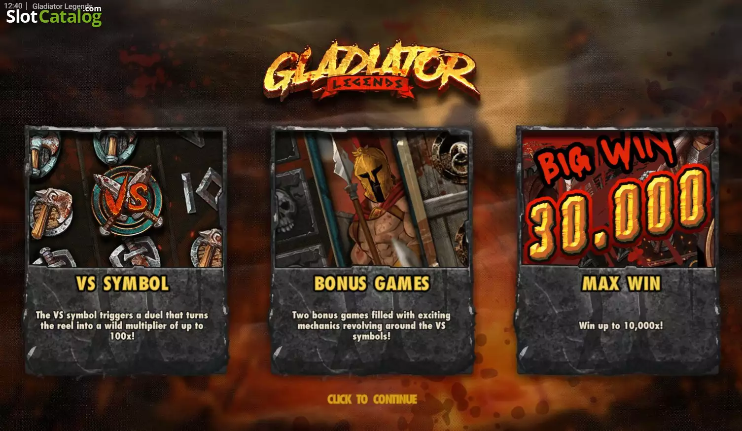 Gladiator Legends 老虎機遊戲畫面，古羅馬角鬥士主題