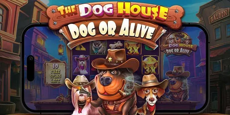 The Dog House Dog or Alive 老虎機遊戲畫面，Pragmatic Play 西部牛仔狗主題老虎機