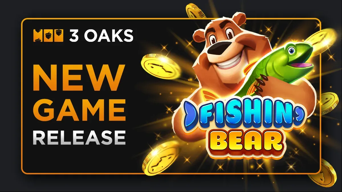 Fishin Bear 老虎機遊戲畫面，3 Oaks Gaming 釣魚熊主題老虎機