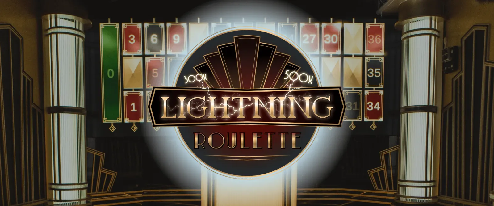 Lightning Roulette 真人閃電輪盤遊戲畫面，閃電特效與輪盤桌