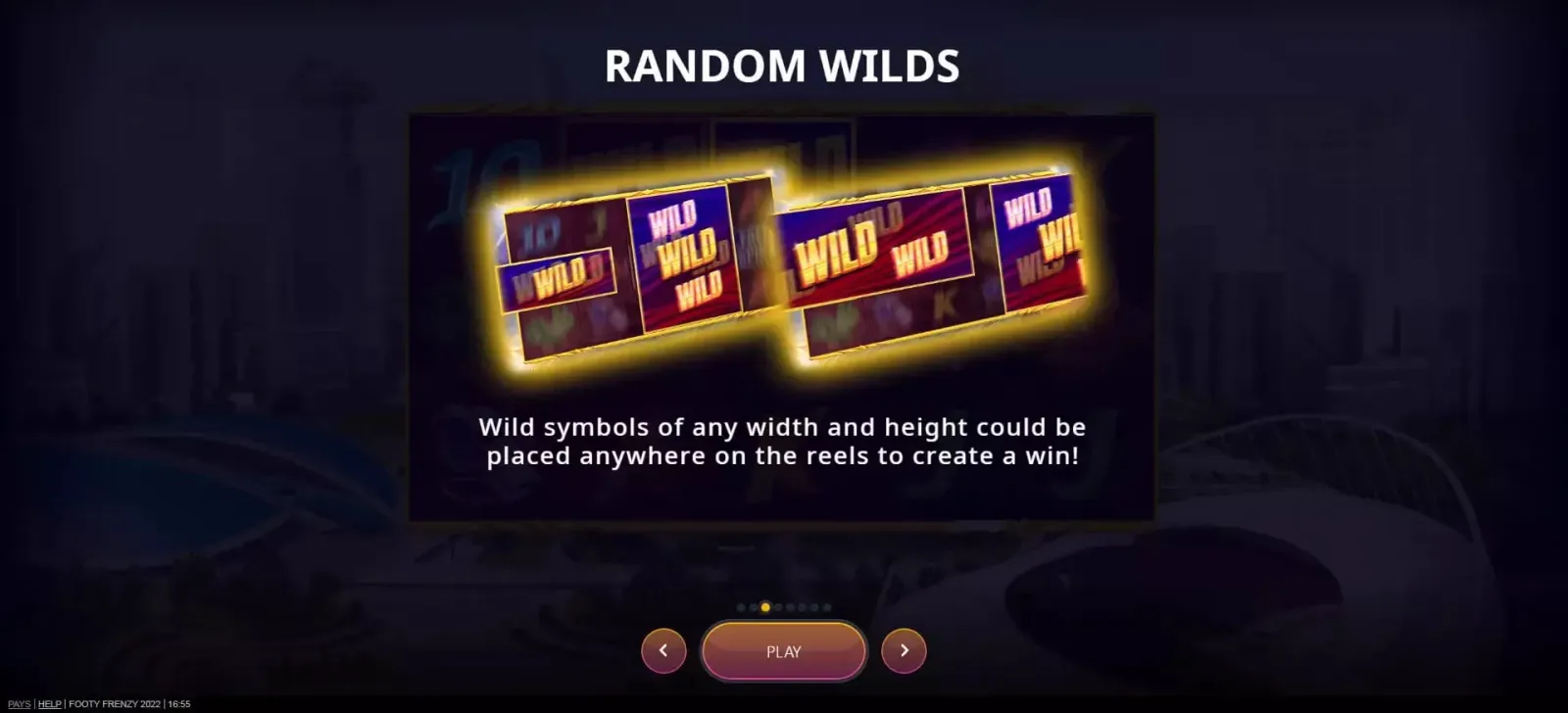 老虎機盤面上的 Random Wilds 隨機百搭圖案示意圖