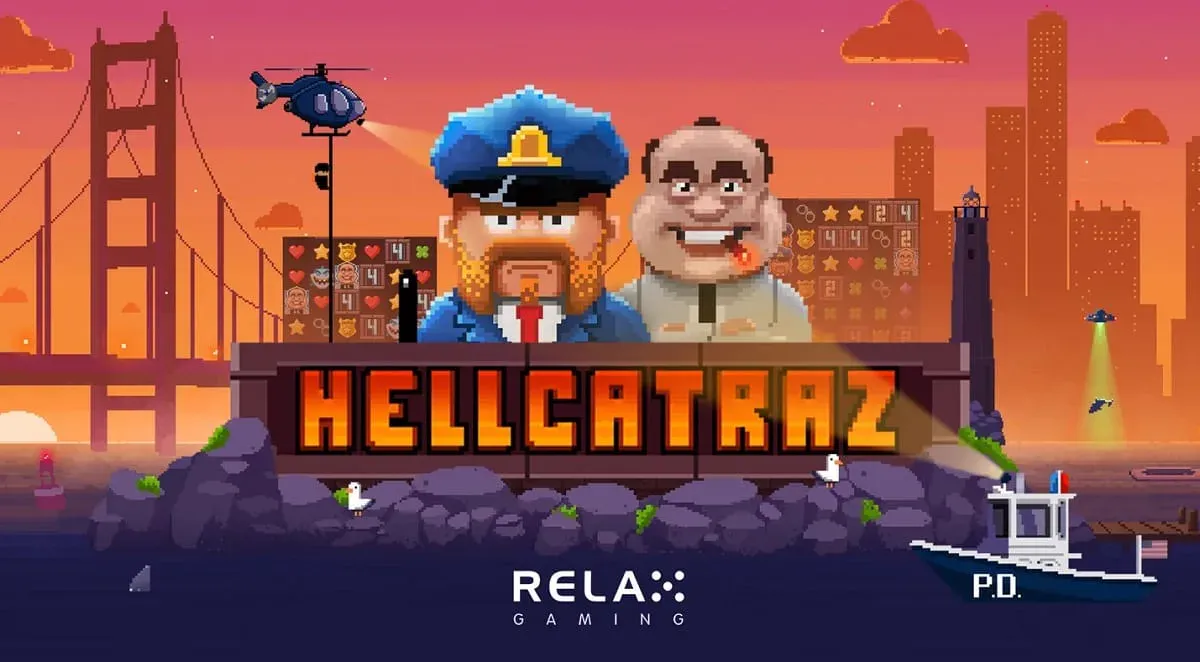 Hellcatraz 老虎機遊戲畫面，Relax Gaming 惡魔島監獄主題老虎機
