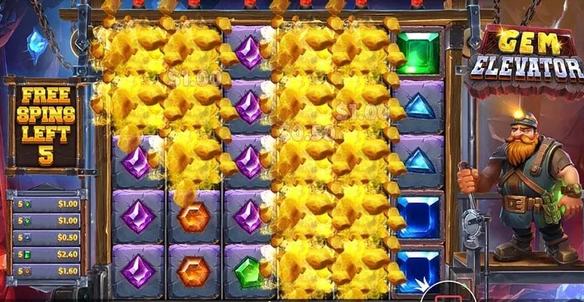 Gem Elevator 老虎機遊戲畫面，寶石電梯主題老虎機