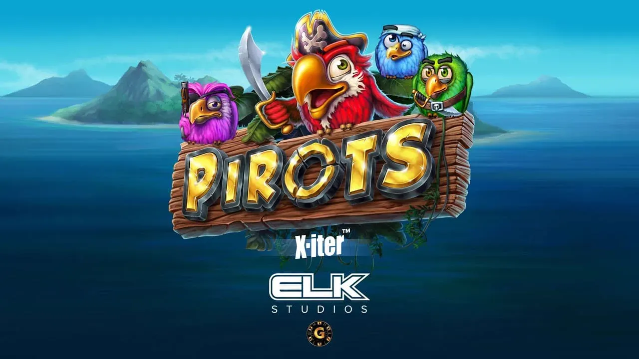 Pirots 老虎機遊戲畫面，ELK Studios 鸚鵡海盜主題 Cluster Pay 老虎機