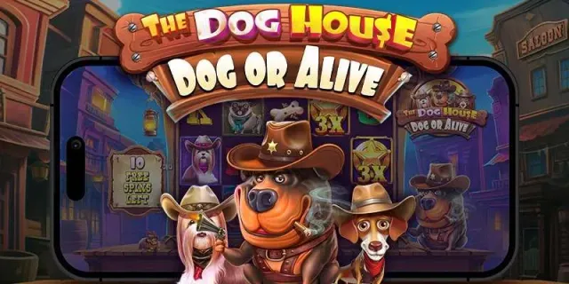 The Dog House Dog or Alive 老虎機遊戲畫面，Pragmatic Play 西部牛仔狗主題老虎機