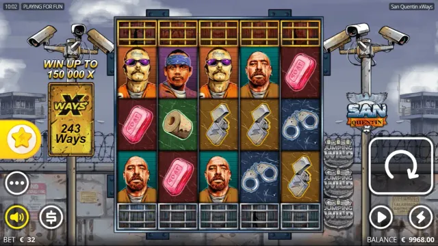 San Quentin xWays 老虎機遊戲畫面，Nolimit City 聖昆丁監獄主題超高波動老虎機