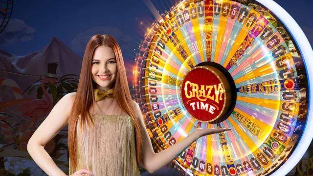 Crazy Time 真人博弈遊戲畫面，Evolution Gaming 大轉盤實境娛樂秀