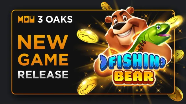 Fishin Bear 老虎機遊戲畫面，3 Oaks Gaming 釣魚熊主題老虎機