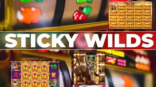 老虎機盤面上的 Sticky Wild 黏性百搭圖案示意圖